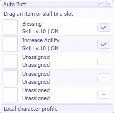 Vista ilustrativa del panel AutoBuff